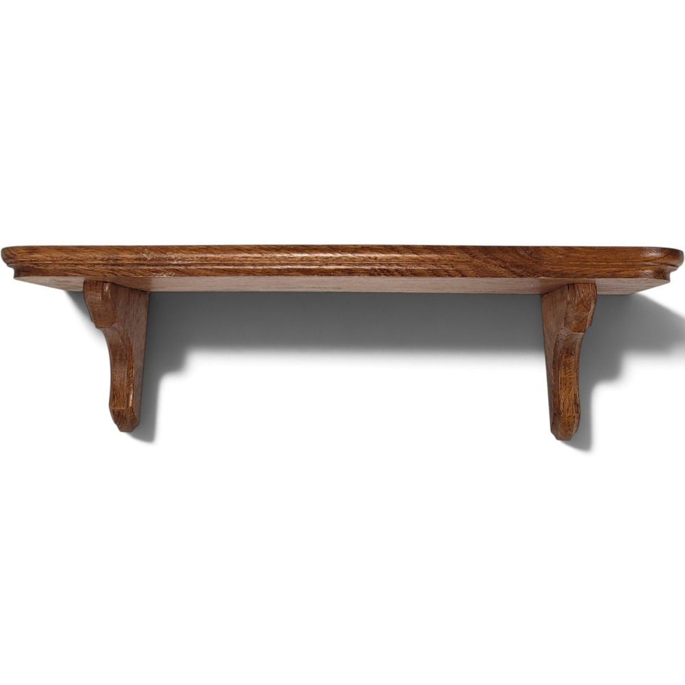 Vintage Solid Wood Floating Wall Shelf Medium Oak 18 Inch Decorative Corbel